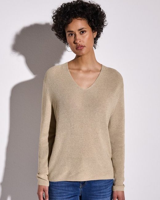 Jersey de cuello pico lurex Street One Beige