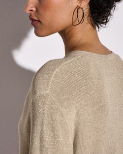 Jersey de cuello pico lurex Street One Beige