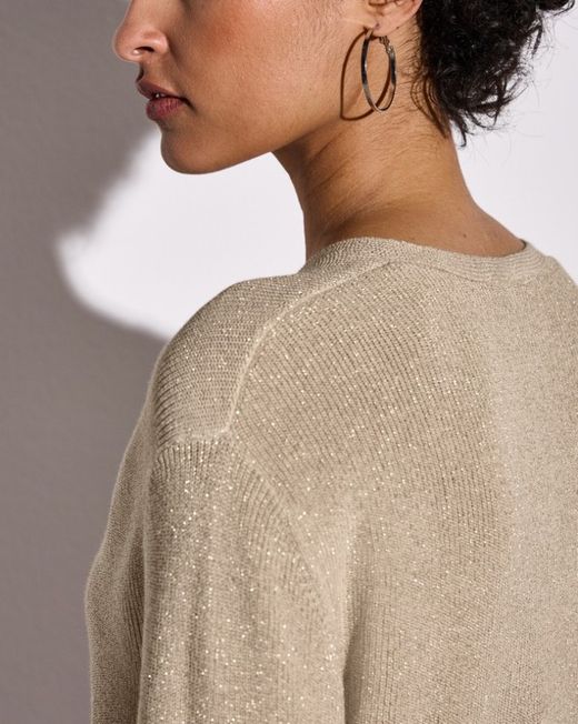 Jersey de cuello pico lurex Street One Beige