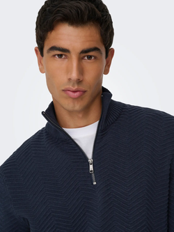 Jersey de cuello polo con espiga Only & Sons Navy Blazer