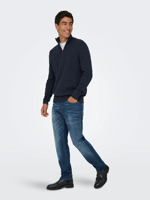 Jersey de cuello polo con espiga Only & Sons Navy Blazer