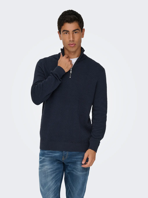Jersey de cuello polo con espiga Only & Sons Navy Blazer