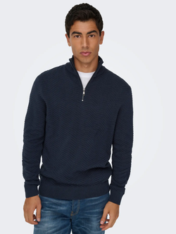 Jersey de cuello polo con espiga Only & Sons Navy Blazer