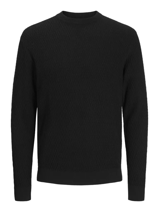 Jersey de cuello redondo con microrombos Jack & Jones Black