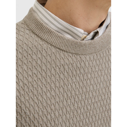 Jersey de cuello redondo con microrombos Jack & Jones Greige