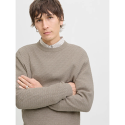 Jersey de cuello redondo con microrombos Jack & Jones Greige