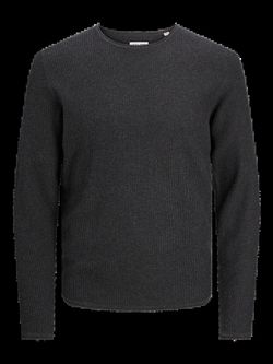 Jersey de cuello redondo con punto ondulado Jack & Jones Dark Grey