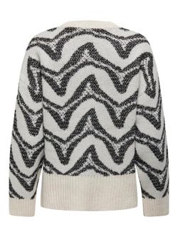 Jersey de cuello redondo con rayas irregulares Only Cloud Dancer