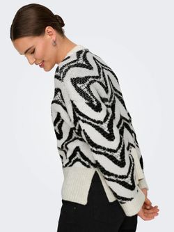 Jersey de cuello redondo con rayas irregulares Only Cloud Dancer