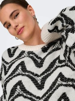 Jersey de cuello redondo con rayas irregulares Only Cloud Dancer