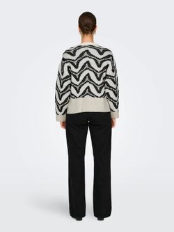 Jersey de cuello redondo con rayas irregulares Only Cloud Dancer