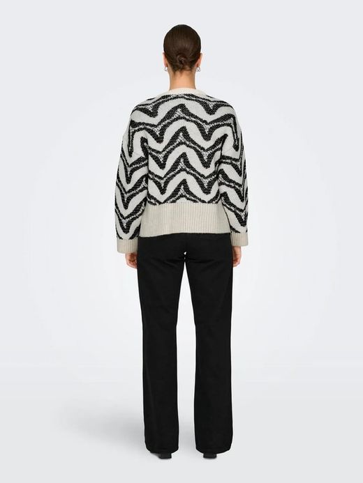 Jersey de cuello redondo con rayas irregulares Only Cloud Dancer