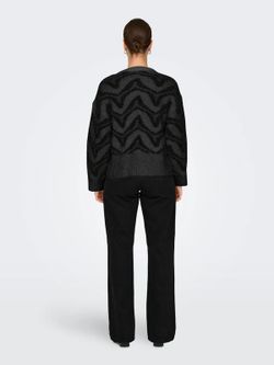 Jersey de cuello redondo con rayas irregulares Only Dark Grey Mela