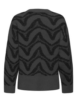 Jersey de cuello redondo con rayas irregulares Only Dark Grey Mela