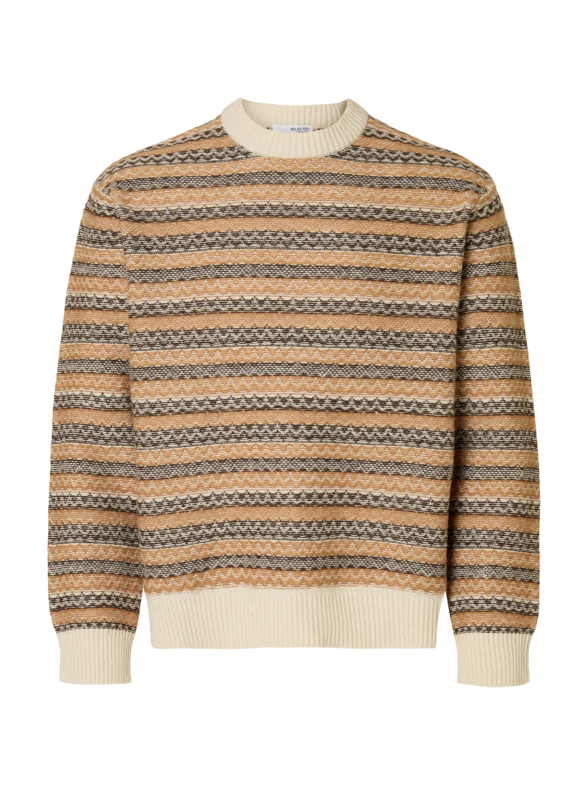 Jersey de cuello redondo con rayas Selected Egret