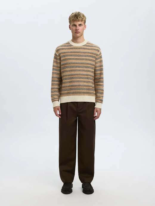 Jersey de cuello redondo con rayas Selected Egret