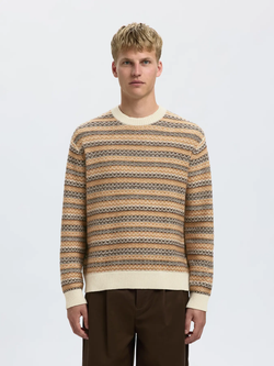 Jersey de cuello redondo con rayas Selected Egret