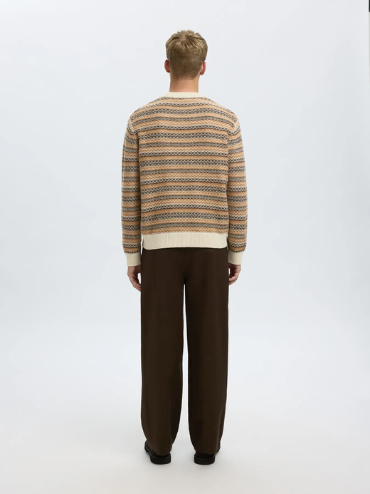 Jersey de cuello redondo con rayas Selected Egret