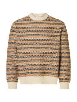 Jersey de cuello redondo con rayas Selected Egret