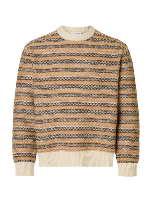 Jersey de cuello redondo con rayas Selected Egret