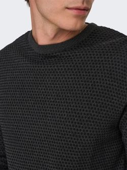 Jersey de cuello redondo con topos pequeños monocolor Only & Sons Dark Grey Mela