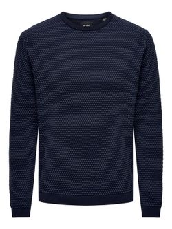 Jersey de cuello redondo con topos pequeños monocolor Only & Sons Navy Blazer