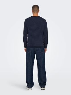 Jersey de cuello redondo con topos pequeños monocolor Only & Sons Navy Blazer