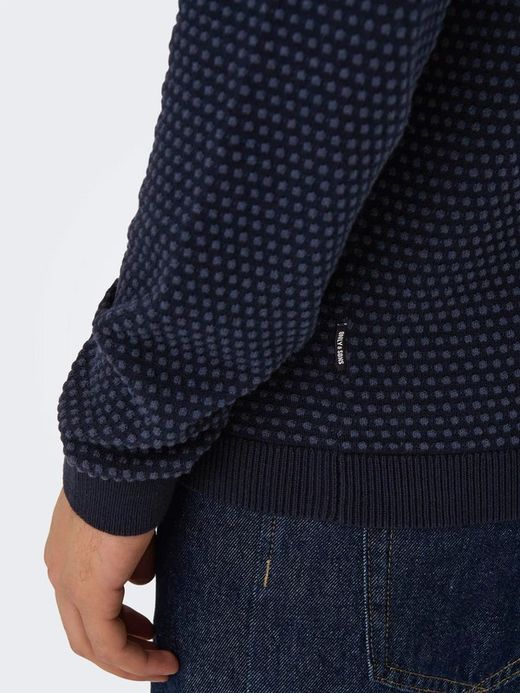 Jersey de cuello redondo con topos pequeños monocolor Only & Sons Navy Blazer