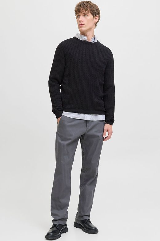 Jersey de cuello redondo con trenzas Jack & Jones Black