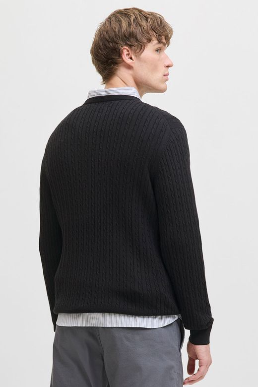 Jersey de cuello redondo con trenzas Jack & Jones Black