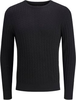 Jersey de cuello redondo con trenzas Jack & Jones Black