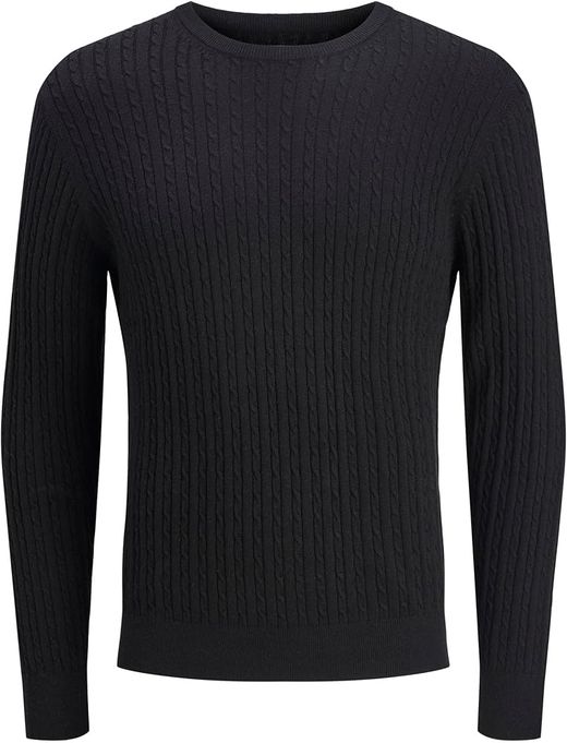 Jersey de cuello redondo con trenzas Jack & Jones Black