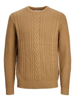 Jersey de cuello redondo con trenzas Jack & Jones Nugget Gold