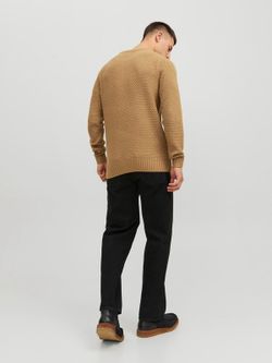 Jersey de cuello redondo con trenzas Jack & Jones Nugget Gold