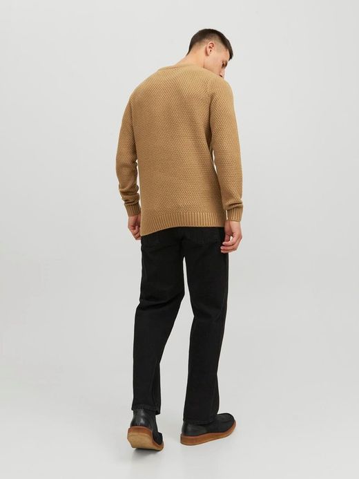 Jersey de cuello redondo con trenzas Jack & Jones Nugget Gold
