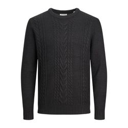 Jersey de cuello redondo con trenzas Plus (Jack & Jones) Black