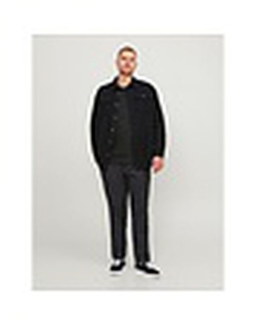 Jersey de cuello redondo con trenzas Plus (Jack & Jones) Black