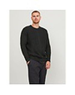 Jersey de cuello redondo con trenzas Plus (Jack & Jones) Black