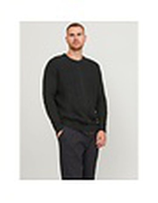 Jersey de cuello redondo con trenzas Plus (Jack & Jones) Black