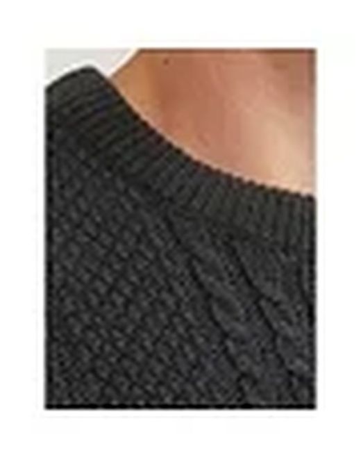 Jersey de cuello redondo con trenzas Plus (Jack & Jones) Black