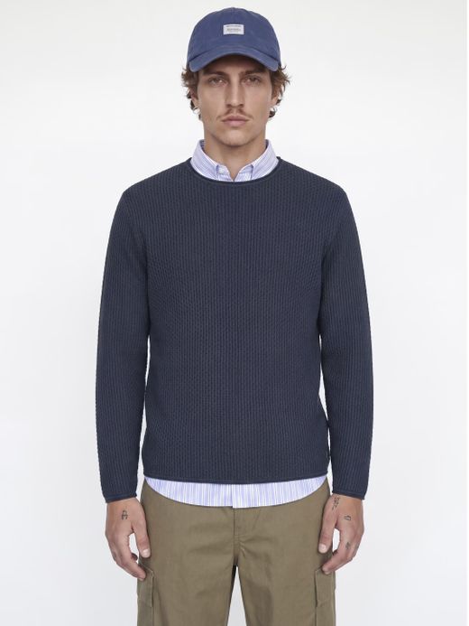 Jersey de cuello redondo de punto ondulado Jack & Jones Dark Navy