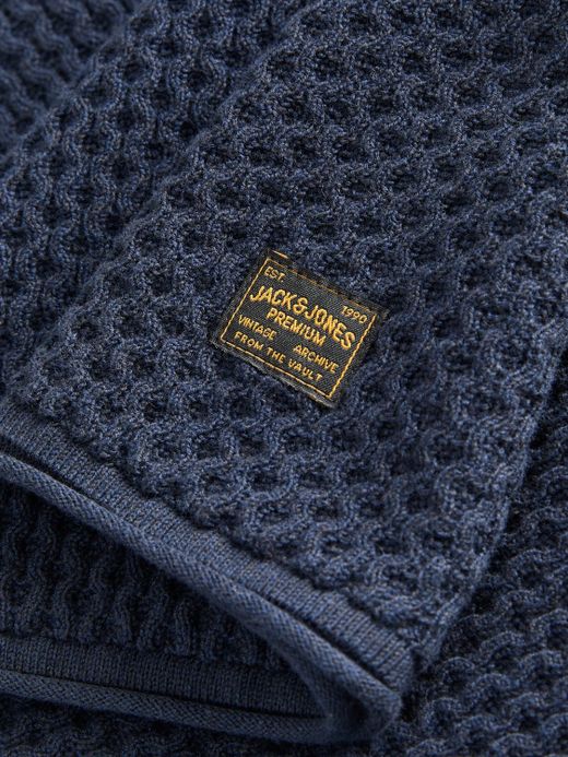 Jersey de cuello redondo de punto ondulado Jack & Jones Dark Navy