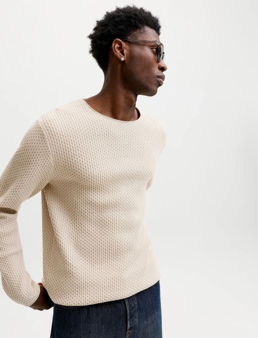 Jersey de cuello redondo de punto ondulado Jack & Jones Silver Lining