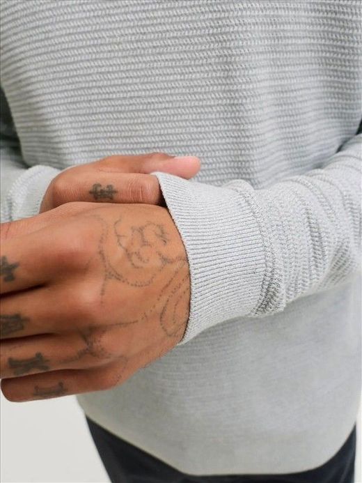 Jersey de cuello redondo jaspeado Jack & Jones Light Grey Mela