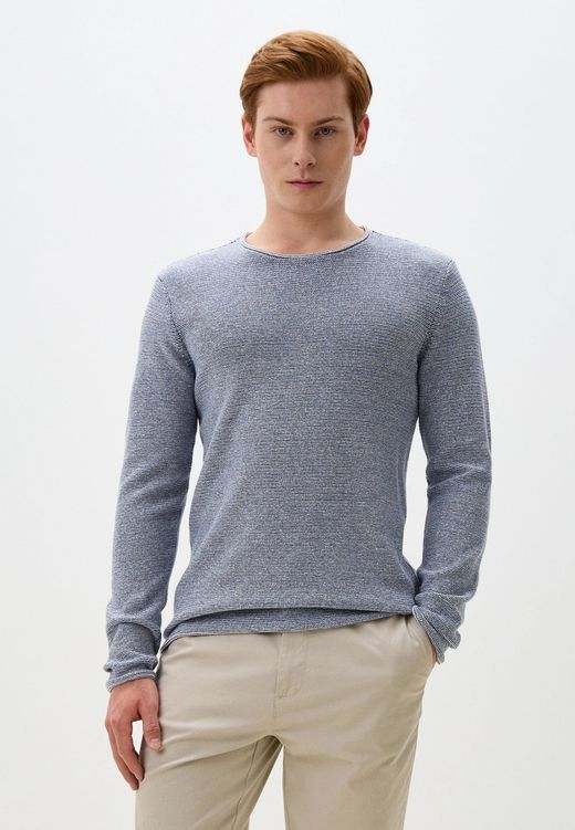 Jersey de cuello redondo micro rayas jaspeadas Blend Of America Dress Blue