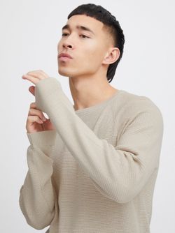 Jersey de cuello redondo micro rayas relieve Blend Of America Oyster Mushroom