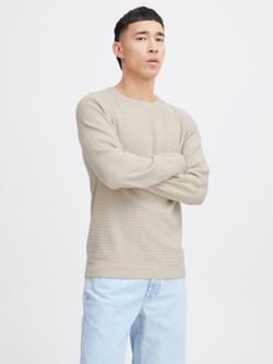 Jersey de cuello redondo micro rayas relieve Blend Of America Oyster Mushroom