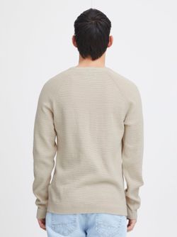 Jersey de cuello redondo micro rayas relieve Blend Of America Oyster Mushroom