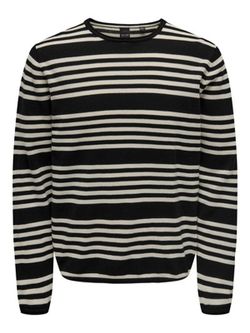 Jersey de cuello redondo multirayas Only & Sons Black
