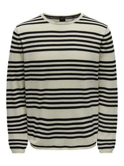 Jersey de cuello redondo multirayas Only & Sons Off White